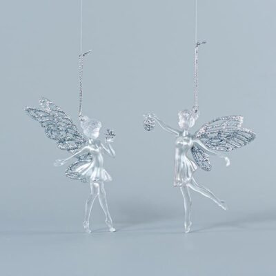 ΝΕΡΑΙΔΑ ΑΚΡΥΛΙΚΗ, 2 ΣΧΕΔΙΑ, ΜΕ ΑΣΗΜΙ GLITTER, 8,8×15,2cm (600-44621)
