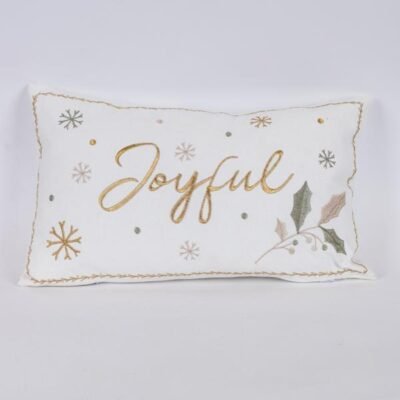 ΜΑΞΙΛΑΡΙ ΛΕΥΚΟ, ΜΕ ΧΡΥΣΗ ΕΠΙΓΡΑΦΗ JOYFUL, 50x30cm (600-46022)