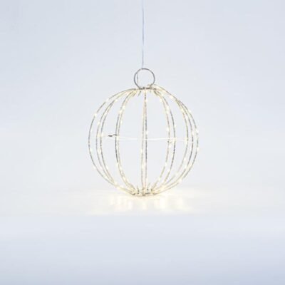 ΑΣΗΜΙ ΜΕΤΑΛΛΙΚΗ ΜΠΑΛΑ ΦΩΤΙΖΟΜΕΝΗ 20cm, 96 MINI LED, ΣΤΑΘΕΡΟΣ ΜΕΤΑΣΧΗΜΑΤΙΣΤΗΣ, ΑΣΗΜΙ ΧΑΛΚΙΝΟ ΚΑΛΩΔΙΟ, ΘΕΡΜΟ ΛΕΥΚΟ LED, ΠΡΟΕΚΤΑΣΗ ΠΑΡΟΧΗΣ 3m, IP44 (600-22400)